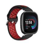 For Fitbit Versa 4 Two-Color Perforated Breathable Silicone Watch Band(Black+Red)