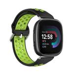 For Fitbit Versa 4 Two-Color Perforated Breathable Silicone Watch Band(Black+Lime)