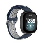 For Fitbit Versa 3 Two-Color Perforated Breathable Silicone Watch Band(Dark Blue+Grey)