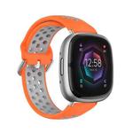 For Fitbit Sense 2 Two-Color Perforated Breathable Silicone Watch Band(Orange+Grey)