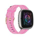 For Fitbit Sense Nylon Weave Canvas Watch Band(Pink)