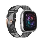 For Fitbit Sense Nylon Weave Canvas Watch Band(Grey)