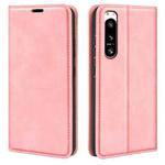 For Sony Xperia 5 IV Retro-skin Magnetic Suction Leather Phone Case(Pink)