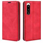 For Sony Xperia 5 IV Retro-skin Magnetic Suction Leather Phone Case(Red)