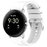 For Google Pixel Watch Metal Connector + Solid Color Silicone Watch Band(White)