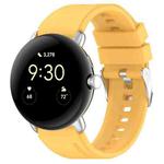 For Google Pixel Watch Metal Connector + Solid Color Silicone Watch Band(Yellow)