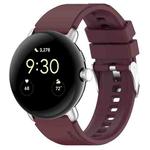 For Google Pixel Watch Metal Connector + Solid Color Silicone Watch Band(Burgundy)