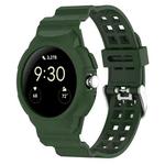 For Google Pixel Watch Integrated Fully Enclosed Silicone Watch Band(Army Green)