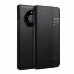 For Huawei Mate 40 Suteni Genuine Leather Side Window View Smart Phone Case(Black)