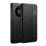 For Huawei Mate 40 Pro Suteni Genuine Leather Side Window View Smart Phone Case(Black)