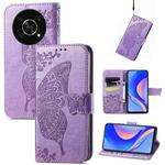 For Huawei nova Y90 Butterfly Love Flower Embossed Horizontal Flip Leather Case with Bracket / Card Slot / Wallet / Lanyard(Light Purple)