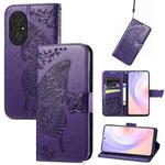 For Huawei Nova 9 SE Butterfly Love Flower Embossed Horizontal Flip Leather Case with Bracket / Card Slot / Wallet / Lanyard(Dark Purple)