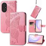 For Huawei Nova 9 SE Butterfly Love Flower Embossed Horizontal Flip Leather Case with Bracket / Card Slot / Wallet / Lanyard(Pink)