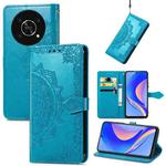 For Huawei Nova Y90 Mandala Flower Embossed Leather Phone Case(Blue)