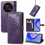 For Huawei Nova Y90 Mandala Flower Embossed Leather Phone Case(Purple)