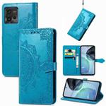 For Motorola Moto G72 Mandala Flower Embossed Leather Phone Case(Blue)