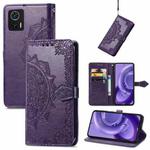 For Motorola Edge 30 Neo Mandala Flower Embossed Leather Phone Case(Purple)