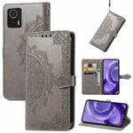 For Motorola Edge 30 Neo Mandala Flower Embossed Leather Phone Case(Gray)