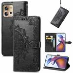 For Motorola Edge 30 Fusion Mandala Flower Embossed Leather Phone Case(Black)