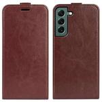 For Samsung Galaxy S23+ 5G R64 Texture Vertical Flip Leather Phone Case(Brown)