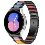 For Galaxy Watch 5 40 / 44mm Interbead Resin Metal Watch Band(Black Rainbow)