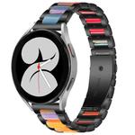 For Galaxy Watch 4 40 / 44mm Interbead Resin Metal Watch Band(Black Rainbow)