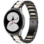 For Galaxy Watch 4 40 / 44mm Interbead Resin Metal Watch Band(Black White)