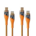 2pcs PD30W USB-C / Type-C to 8 Pin Transparent 3A Fast Charging Data Cable, Length: 1m(Orange)