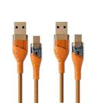 2pcs 4A USB to Type-C Transparent Fast Charging Data Cable, Length: 1m(Orange)
