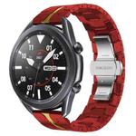 For Samsung Galaxy watch3 45mm Armor Stainless Steel Metal Watch Band(Red+Gold)