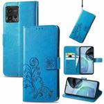 For Motorola Moto G72 Four-leaf Clasp Embossed Leather Phone Case(Blue)