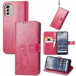 For Nokia G60 Four-leaf Clasp Embossed Leather Phone Case(Magenta)