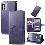 For Nokia G60 Four-leaf Clasp Embossed Leather Phone Case(Purple)