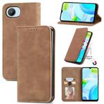 For Realme C30 Retro Skin Feel Magnetic Flip Leather Phone Case(Brown)