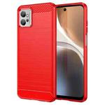 For Motorola Moto G32 Brushed Texture Carbon Fiber TPU Phone Case(Red)