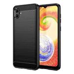 For Samsung Galaxy A04 Brushed Texture Carbon Fiber TPU Phone Case(Black)