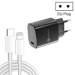 PD11 Single PD3.0 USB-C / Type-C 20W Fast Charger with 1m Type-C to 8 Pin Data Cable, EU Plug(Black)