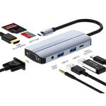JUNSUNMAY 8 in 1 Type-C to 4K HDMI + VGA Docking Station Adapter PD Quick Charge Hub