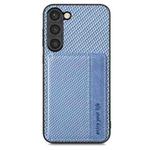 For Samsung Galaxy S23 5G Carbon Fiber Magnetic Card Bag Phone Case(Blue)