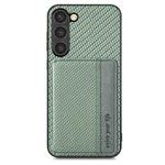 For Samsung Galaxy S23 5G Carbon Fiber Magnetic Card Bag Phone Case(Green)