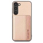 For Samsung Galaxy S23 5G Carbon Fiber Magnetic Card Bag Phone Case(Khaki)