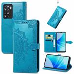 For OPPO  A57 4G Mandala Flower Embossed Leather Phone Case(Blue)