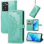 For OPPO  A57 4G Mandala Flower Embossed Leather Phone Case(Green)