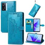 For OPPO A57s Mandala Flower Embossed Leather Phone Case(Blue)