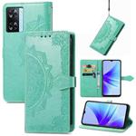 For OPPO A57s Mandala Flower Embossed Leather Phone Case(Green)