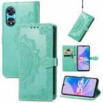 For OPPO A97 5G Mandala Flower Embossed Leather Phone Case(Green)