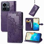 For vivo Y77 5G Global Mandala Flower Embossed Leather Phone Case(Purple)