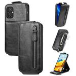 For Xiaomi Poco M5 Zipper Wallet Vertical Flip Leather Phone Case(Black)