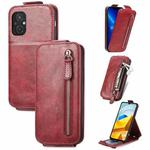 For Xiaomi Poco M5 Zipper Wallet Vertical Flip Leather Phone Case(Red)