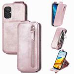 For Xiaomi Poco M5 Zipper Wallet Vertical Flip Leather Phone Case(Rose Gold)